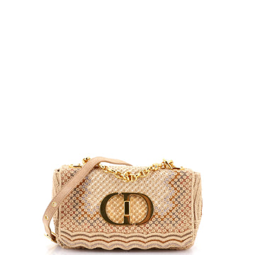Christian Dior Caro Bag Cannage Quilt Embroidered Cotton Small