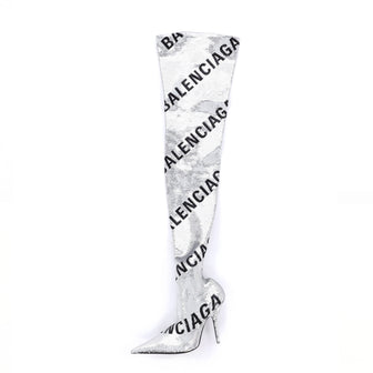 Balenciaga Women's Logo Knife Thigh High Boots Sequins