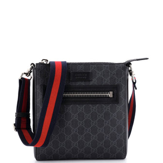 Gucci Web Strap Front Zip Messenger Bag GG Coated Canvas Small