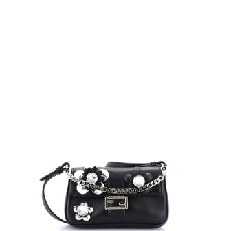 Fendi Baguette Bag Embellished Leather Micro