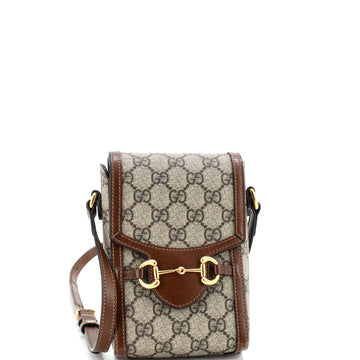 Gucci Horsebit 1955 Crossbody Bag GG Coated Canvas with Leather Mini