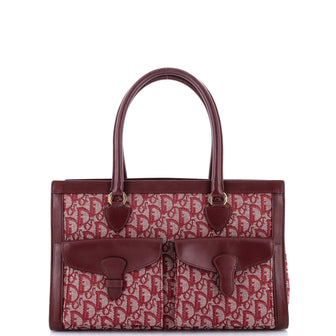 Christian Dior Vintage Trotter Double Pocket Tote Diorissimo Canvas Large