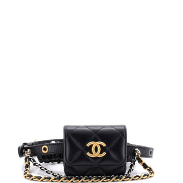 Chanel Garter Thigh Bag with Chains Quilted Lambskin Micro