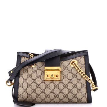 Gucci Padlock Chain Tote GG Coated Canvas with Leather Small