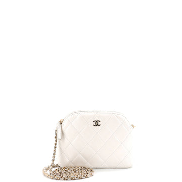 Chanel CC Dome Zip Clutch with Chain Quilted Caviar Mini