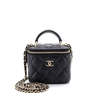 Chanel Classic Top Handle Vanity Case with Chain Quilted Lambskin Mini