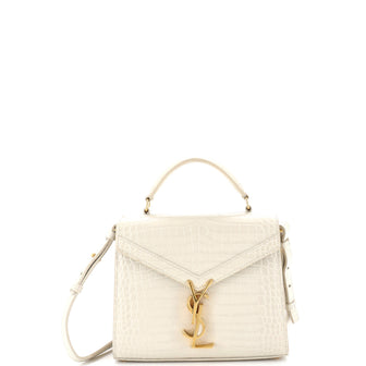 Saint Laurent Cassandra Top Handle Bag Crocodile Embossed Leather Mini