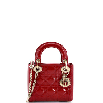 Christian Dior Lady Dior Chain Bag Cannage Quilt Patent Mini