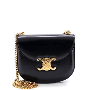 Celine Triomphe Besace Clea Chain Flap Bag Leather