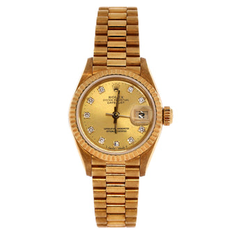 Rolex Oyster Perpetual Datejust Automatic Watch Yellow Gold with Diamond Markers 26