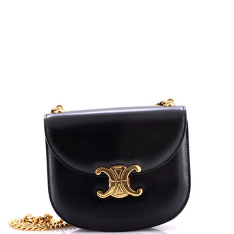 Celine Triomphe Besace Clea Chain Flap Bag Leather