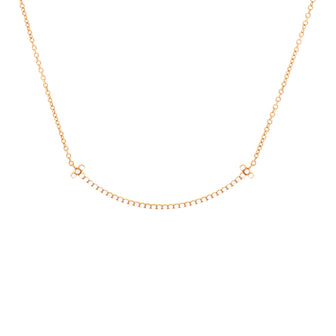 Tiffany & Co. T Smile Pendant Necklace 18K Yellow Gold and Diamonds Small