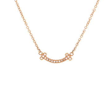 Tiffany & Co. T Smile Pendant Necklace 18K Rose Gold with Diamonds Mini