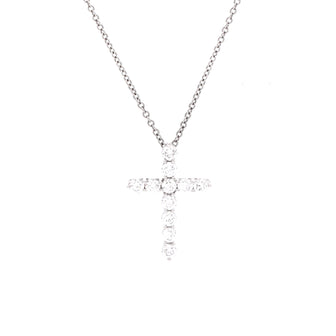 Tiffany & Co. Cross Pendant Necklace Platinum and Diamonds Small