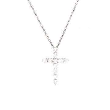 Tiffany & Co. Cross Pendant Necklace Platinum and Diamonds Small