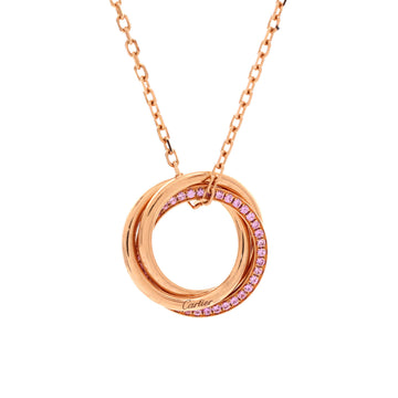 Cartier Trinity Pendant Necklace 18K Rose Gold with Pave Pink Sapphires