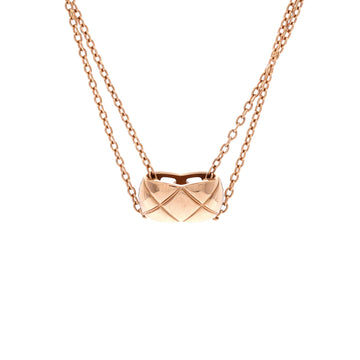 Chanel Coco Crush Double Chain Pendant Necklace 18K Rose Gold