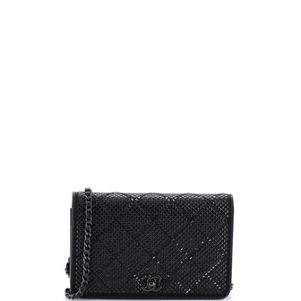 Chanel Turnlock CC Wallet on Chain Strass Embellished Satin
