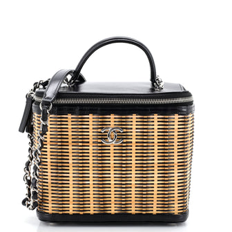 Chanel Take Away Vanity Case Rattan and Calfskin Medium