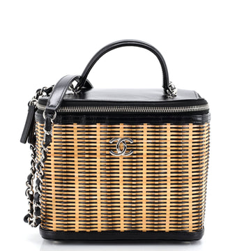 Chanel Take Away Vanity Case Rattan and Calfskin Medium