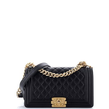 Chanel Boy Flap Bag Quilted Lambskin Old Medium