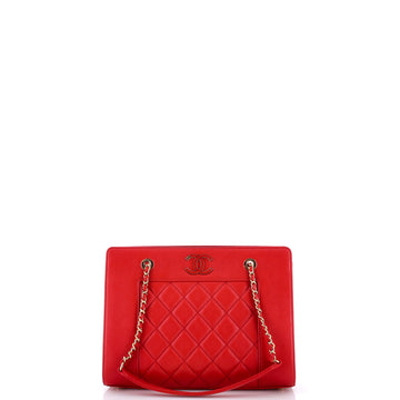 Chanel Mademoiselle Vintage Shopping Tote Quilted Sheepskin Small
