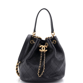 Chanel Fashion Therapy Drawstring Bucket Bag Quilted Caviar Small