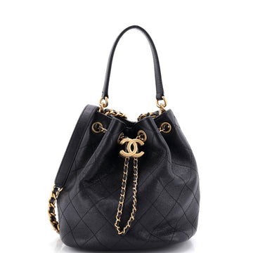 Chanel Fashion Therapy Drawstring Bucket Bag Quilted Caviar Small