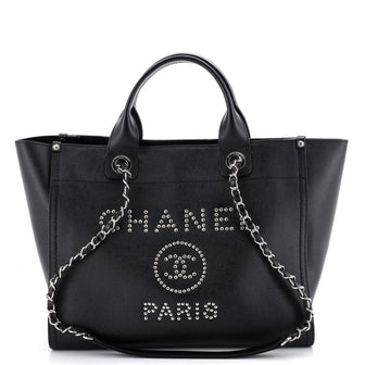 Chanel Deauville Tote Studded Caviar Small