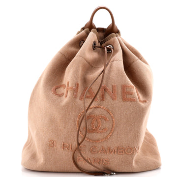 Chanel Deauville Backpack Canvas with Sequins Large