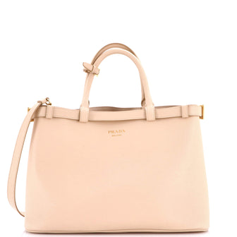 Prada Double Buckle Belt Tote Bag Leather Medium