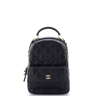 Chanel Classic CC Chain Pocket Backpack Quilted Caviar Mini