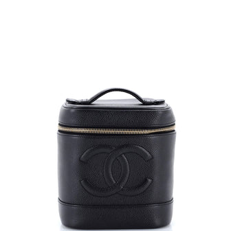 Chanel Vintage Timeless Cosmetic Case Caviar Tall
