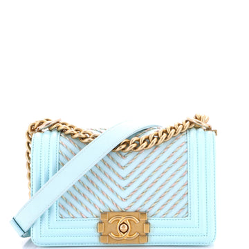Chanel By The Sea Boy Flap Bag Chevron Embroidered Calfskin Small