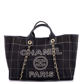 Chanel Deauville NM Tote Square Stitched Canvas Medium
