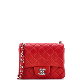 Chanel Square Classic Single Flap Bag Quilted Lambskin Mini