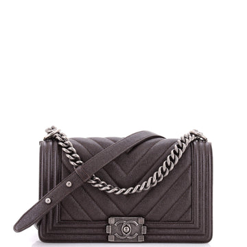 Chanel Boy Flap Bag Chevron Caviar Old Medium