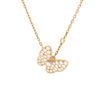 Van Cleef & Arpels Two Butterfly Pendant Necklace 18K Yellow Gold with Diamonds