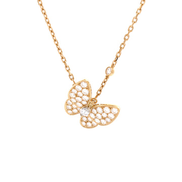 Van Cleef & Arpels Two Butterfly Pendant Necklace 18K Yellow Gold with Diamonds