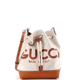 Gucci Logo Bucket Bag Printed Canvas
