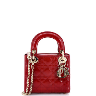 Christian Dior Lady Dior Chain Bag Cannage Quilt Patent Mini