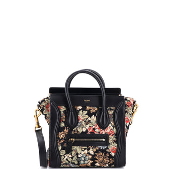 Celine Luggage Bag Printed Jacquard and Leather Nano