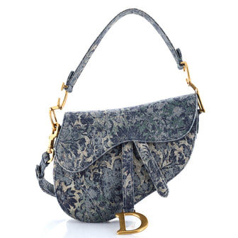 Christian Dior Saddle Handbag Printed Denim Medium