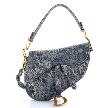Christian Dior Saddle Handbag Printed Denim Medium