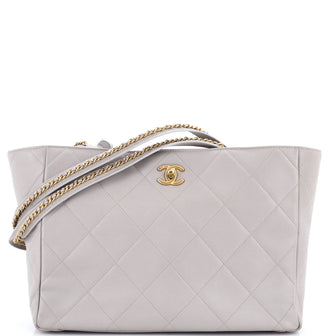 Chanel Chain Strap Shopping Tote Quilted Calfskin Large
