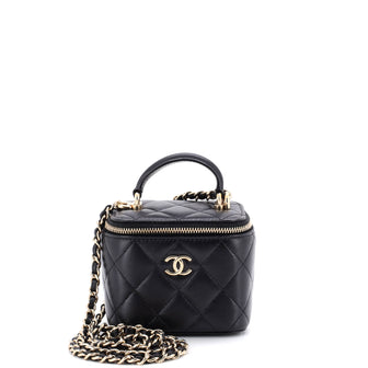 Chanel Classic Top Handle Vanity Case with Chain Quilted Lambskin Mini