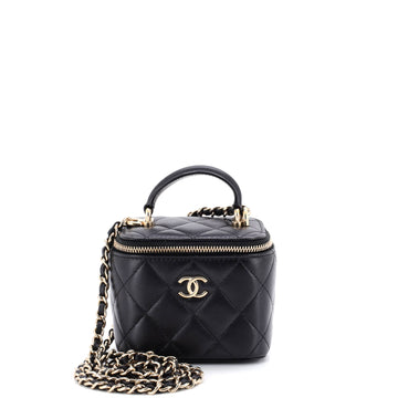 Chanel Classic Top Handle Vanity Case with Chain Quilted Lambskin Mini