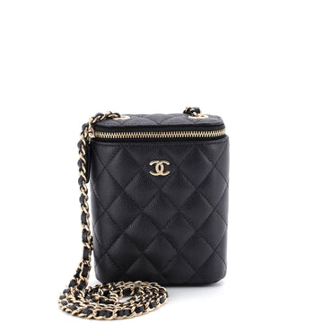 Chanel Vertical Classic Vanity Case with Chain Quilted Caviar Small