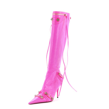 Balenciaga Women's Cagole Knee High Boots Studded Leather 90