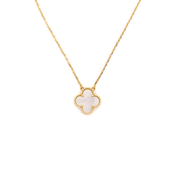 Van Cleef & Arpels Vintage Alhambra Pendant Necklace 18K Yellow Gold and Mother of Pearl